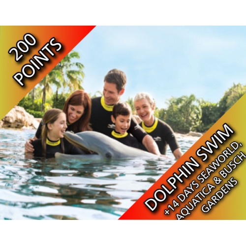 Discovery Cove Ultimate Dolphin Swim Package + SeaWorld / Aquatica / Busch Gardens & FREE Parking Discovery Cove Ultimate Dolphin Swim Package + SeaWorld / Aquatica / Busch Gardens & FREE Parking